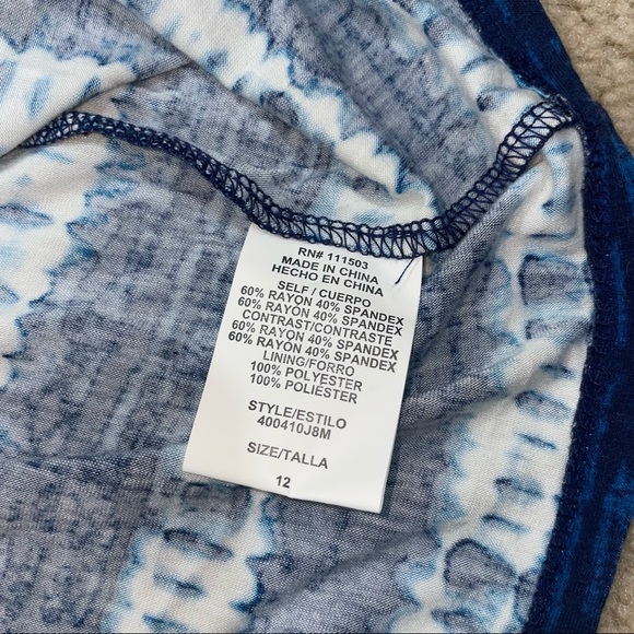 Luxology NWT! Blue/White Sleeveless Tie Back Stretch Tie-Dye Maxi Dress Size 12 - Picture 10 of 13